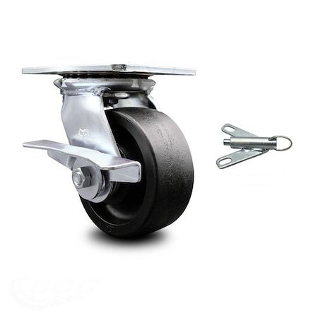 5 Inch Glass Filled Nylon Caster With Ball Bearing And Brake/Swivel Lock SCC